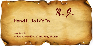 Mendl Jolán névjegykártya
